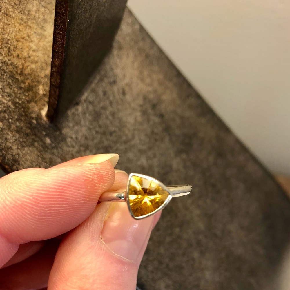 Citrine Trillion & Sterling Silver Ring